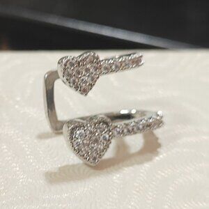 Heart Ear Cuff Earrings Silver Plated. Set of two. Brand New.